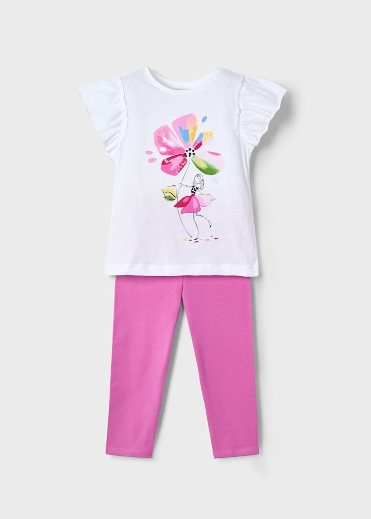 Completo leggings e maglietta fiore bambina