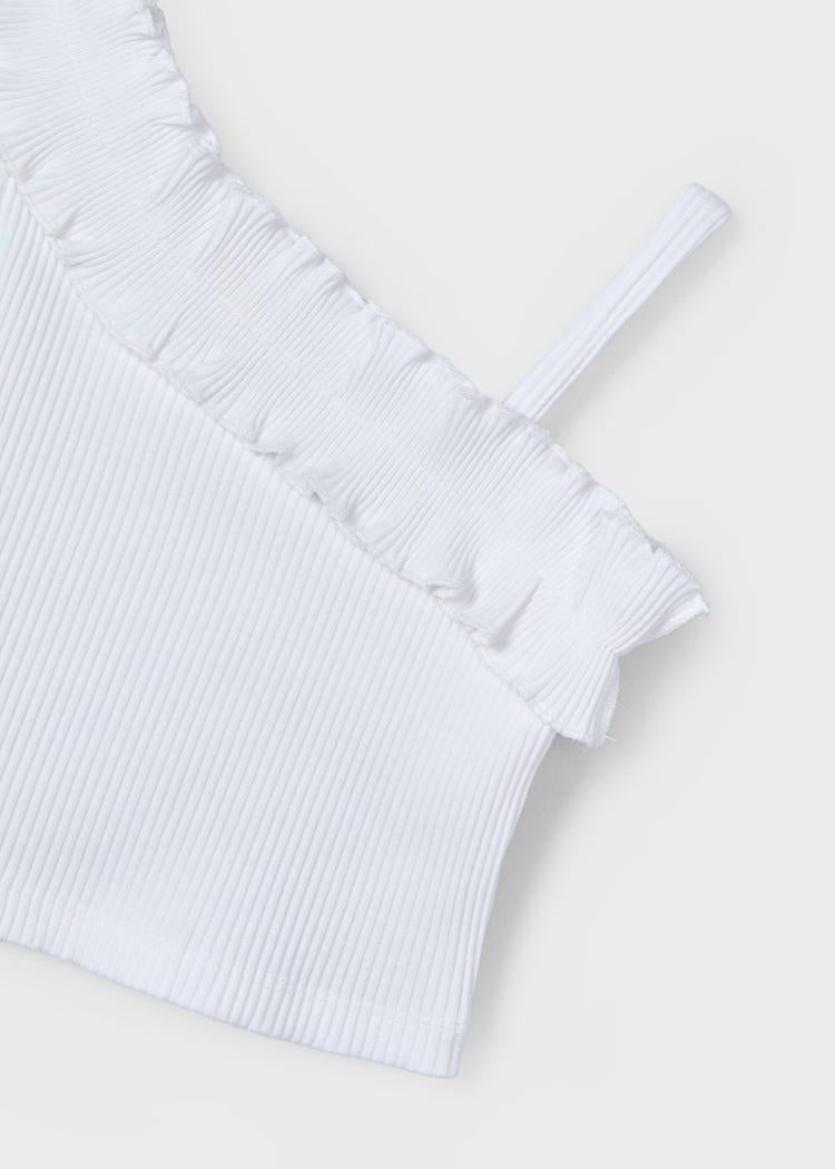 Top asimmetrico volant bambina