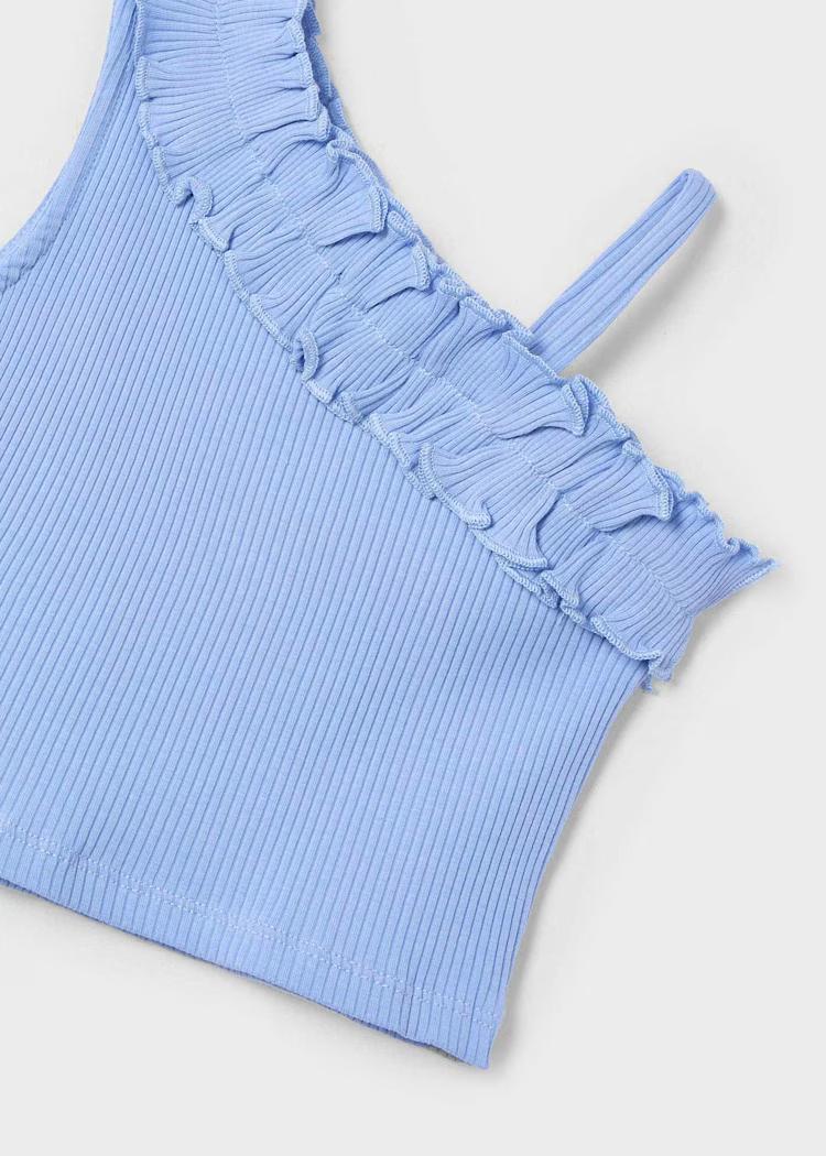 Top asimmetrico volant bambina