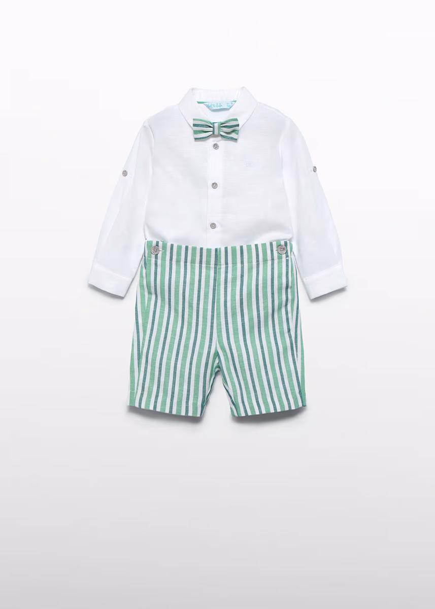 Completo con papillon e bermuda neonato